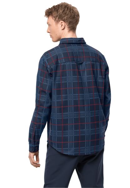 Gece Mavisi çekler Origin Jack Wolfskin Kabin Görünümü Gömlek M