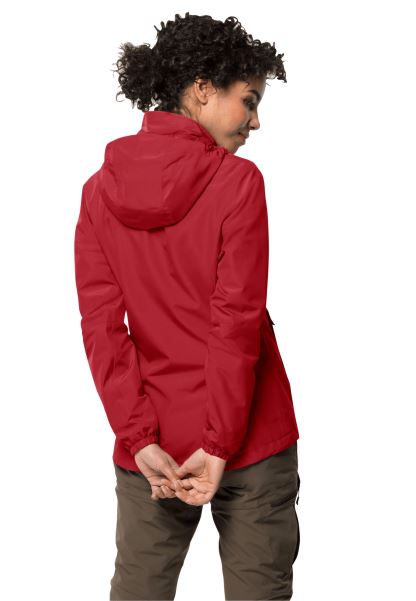 Parlak Kırmızı Jack Wolfskin Kökenli Fırtınalı Nokta Ceket