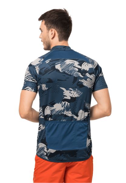 Gök Mavisi Boydan Boya Yeni Tourer Yarım Fermuarlı Baskı T M Jack Wolfskin