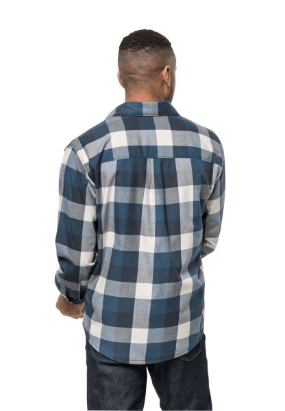 Gök Gürültüsü Mavi çekler Moda Jack Wolfskin Felsenweg Gömlek M