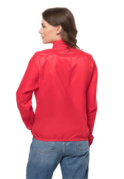 Orijinal Pack & Go Rüzgar Kabuğu W Jack Wolfskin Lale Kırmızısı