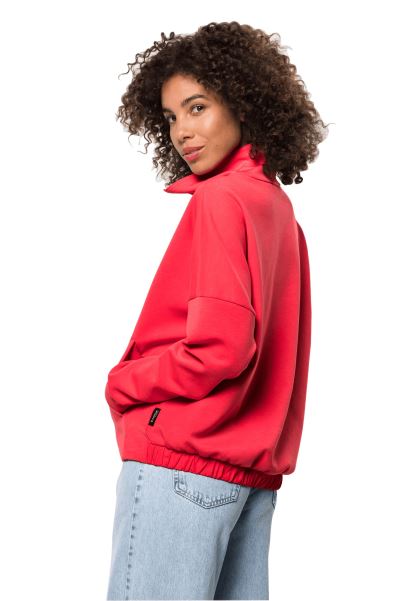 Jack Wolfskin Newhaven Yarım Fermuar W Orijin Lale Kırmızısı