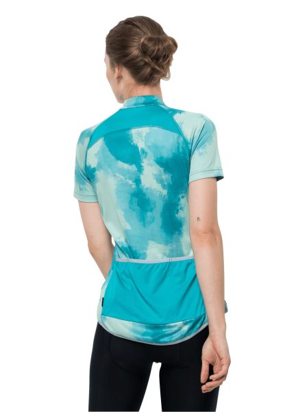 Dark Aqua Allover Jack Wolfskin Yeni Tourer Yarım Fermuarlı Baskı T W