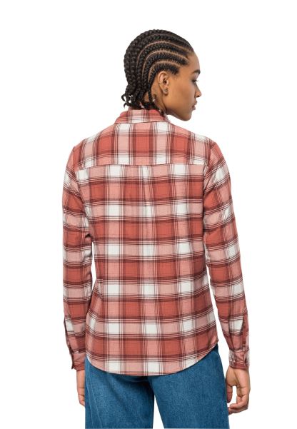 Jack Wolfskin W Sonbahar Kırmızı Checks Walkerweg Gömlek Moda