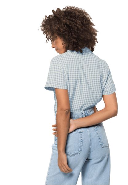 Jack Wolfskin Kepler Gömlek Kadın Mavi Sis Kontrolü Orijinal