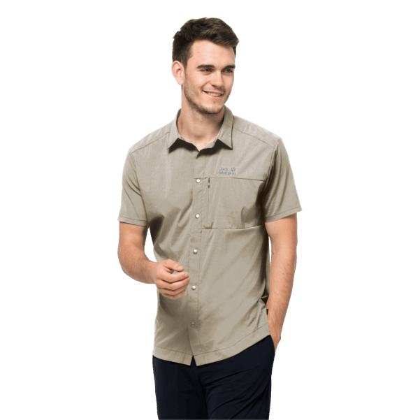 Erkek Pack & Go Gömlek Markaları Jack Wolfskin Tozlu Gri