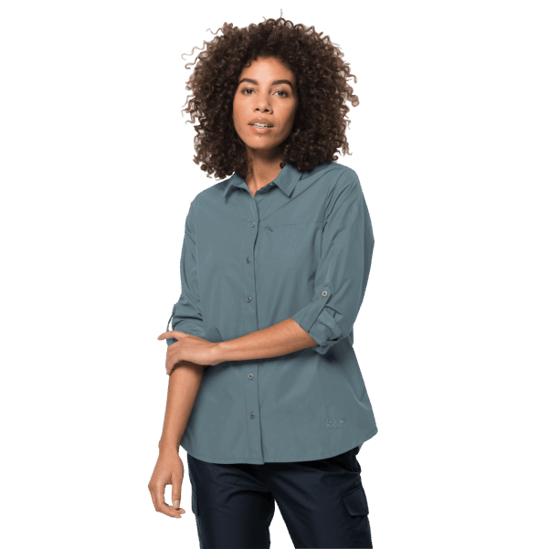 Kadın Lakeside Roll-up Gömlek En Iyi Jack Wolfskin Deniz Mavisi Gri