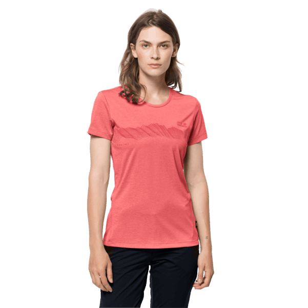 Kadın Crosstrail Grafik T Jack Wolfskin çöl Gülü Kökenleri