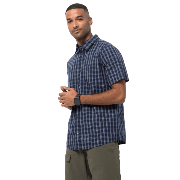 Gece Mavisi çekler Kökenleri Erkek Kaplıcalar Gömlek Jack Wolfskin