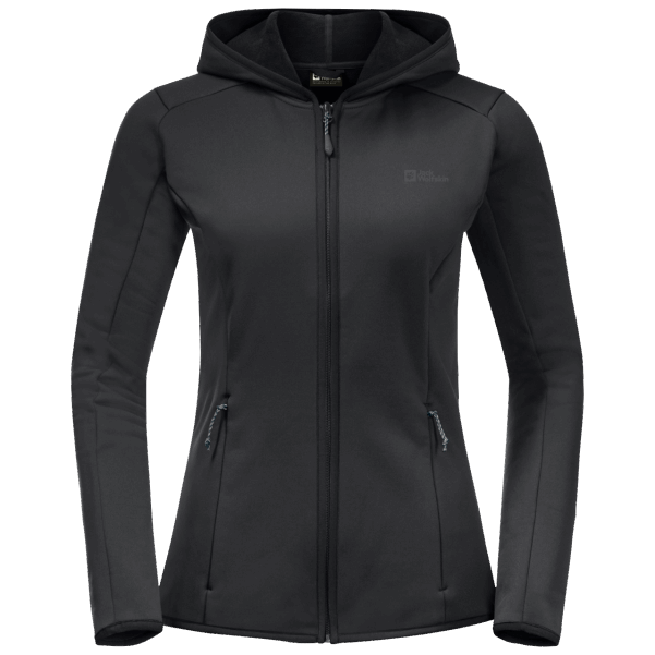 Sıcak Jack Wolfskin Siyah Kadın Baiselberg Kapüşonlu Tam Fermuarlı