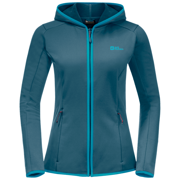 Yeni Mavi Mercan Jack Wolfskin Baiselberg Kapüşonlu Tam Boy Fermuarlı Kadın