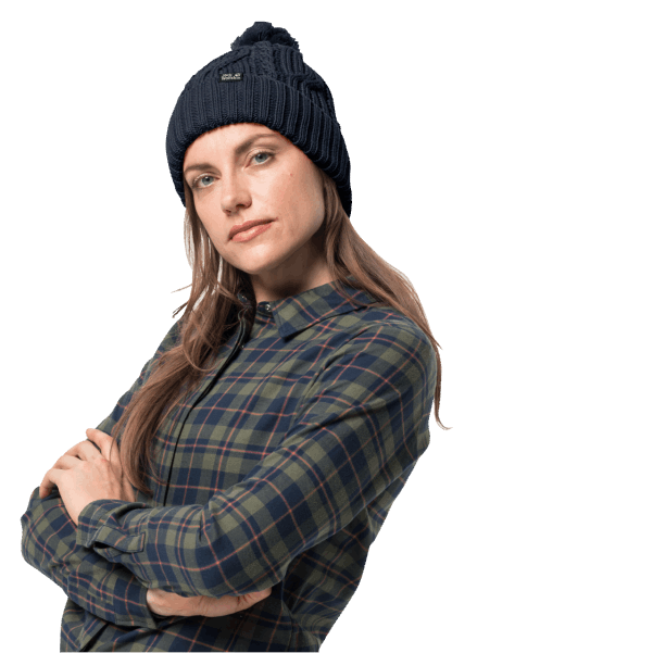 Jack Wolfskin Koleksiyonu Gece Mavisi Stormlock Ponponlu Bere