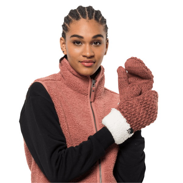 Moda Highloft örgü Mitten Kadın Sonbahar Kırmızı Jack Wolfskin