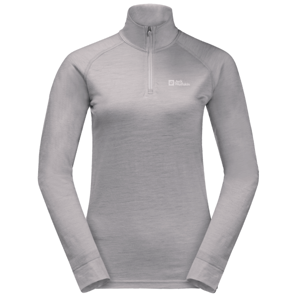 Orta Gri Jack Wolfskin Kadın Alpspitze Yün Uzun Kollu Yarım Fermuarlı Sıcak