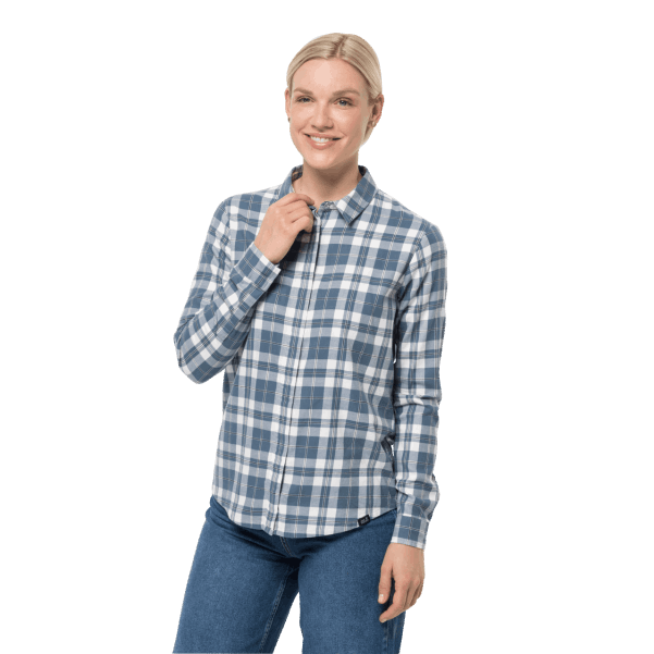 Kadın Carson Gömlek Moda Don Mavi çekler Jack Wolfskin