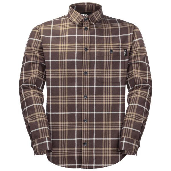 Koyu Meşe çekler Erkek Kabin Görünümü Gömlek Markaları Jack Wolfskin