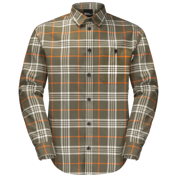 Orijinal Erkek Kabin Görünümü Gömlek Jack Wolfskin Tozlu Zeytin çekler
