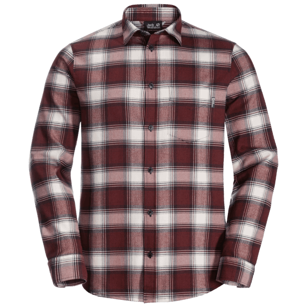 Moda Cordovan Red Checks Jack Wolfskin Erkek Arazi Tişörtü