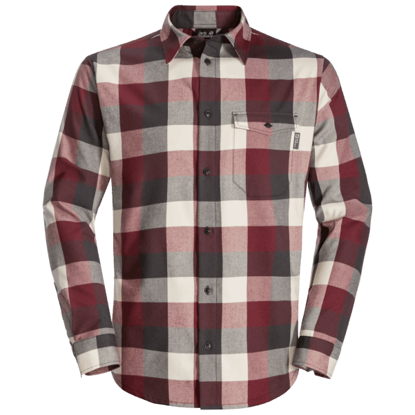 Erkek Felsenweg Gömlek Jack Wolfskin Kökenli Cordovan Kırmızı çekler