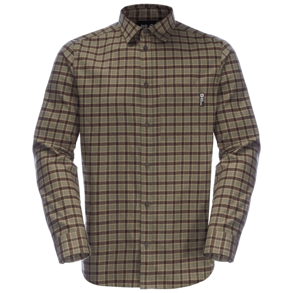 Erkek Bergweg Gömlek Tozlu Zeytin çekler Marka Jack Wolfskin