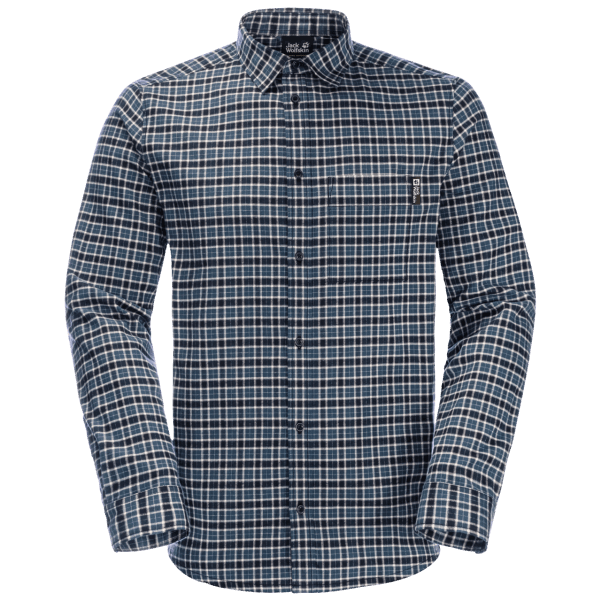Erkek Bergweg Gömleği Orijinal Gece Mavisi çekler Jack Wolfskin