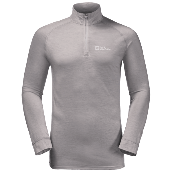 Jack Wolfskin Gri Funda Moda Erkek Alpspitze Yün Uzun Kollu Yarım Fermuarlı