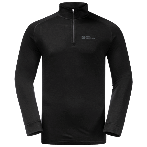 Jack Wolfskin Siyah Erkek Alpspitze Yün Uzun Kollu Yarım Fermuarlı Koleksiyon