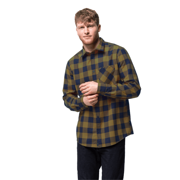 Jack Wolfskin Kırmızı Nehir Gömlek Altın Kehribar çekler Koleksiyonu