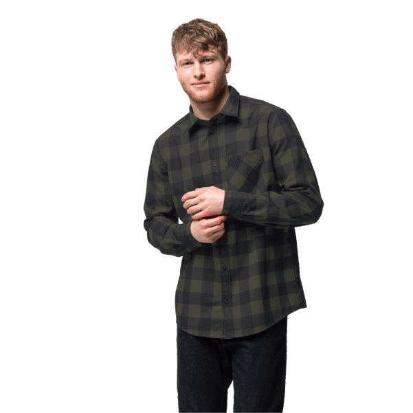 Jack Wolfskin Kırmızı Nehir Gömlek Koleksiyonları Bonsai Yeşil çekler